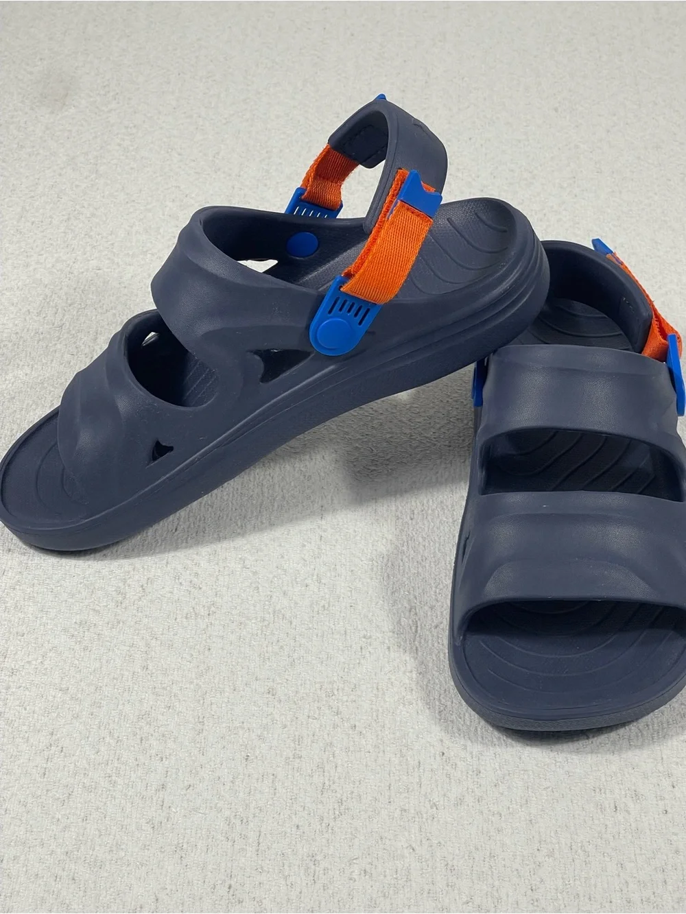 Rugged Shark Mens Clogs Sandals Size 10 Blue Orange Slip On Shoes NWOT, SKU#0381